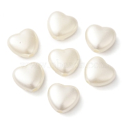 ABS Plastic Imitation Pearl Beads, Heart, WhiteSmoke, 10x11x5.5mm, Hole: 1.8mm(OACR-T018-10A)