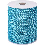 Polyester Cord, Twisted Cord, Dark Turquoise, 5mm, about 18~19yards/roll(16.4m~17.3m/roll)(NWIR-PH0001-07P)