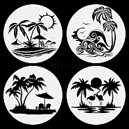 PVC Window Sticker, Flat Round Shape, for Window or Stairway  Decoration, Beach Theme Pattern, Sticker: 16x16cm, 4 styles, 1pc/style, 4pcs/set(DIY-WH0235-031)