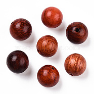 Natural Wood Beads, Waxed Wooden Beads, Undyed, Round, Sienna, 10mm, Hole: 1.5mm, about 1000pcs/500g(WOOD-S666-10mm-01)