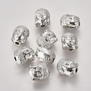 Alloy Beads, Buddha Head, Platinum, 10x9x8mm, Hole: 2mm(PALLOY-P144-18P)
