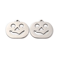 201 Stainless Steel Pendants, Pumpkin Charm, Stainless Steel Color, 15.5x18.5x1mm, Hole: 1.4mm(STAS-E200-03P)