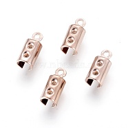 Ion Plating(IP) 304 Stainless Steel Cord Ends, End Caps, Column, Rose Gold, 10x3mm, Hole: 1mm, Inner Diameter: 4mm(STAS-F232-02-RG)