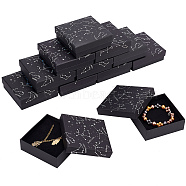 SUPERFINDINGS Hot Stamping Jewelry Cardboard Boxes, with Sponge Inside, for Rings, Small Watches, Necklaces, Earrings, Bracelet, Square, Constellation Pattern, 9.3x9.3x3.2cm(CON-FH0001-49)