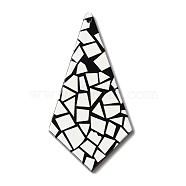 Printed Kite Acrylic Big Pendants, White, 65x32x2mm, Hole: 1.5mm(OACR-L018-14A)