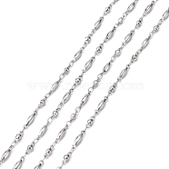 304 Stainless Steel Link Chains, Soldered, Decorative Ball Bead Chain, with Oval Connector, Stainless Steel Color, 2.5mm(X-CHS-K001-83)
