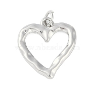 Brass Pendants, Concave and Convex Heart, with Jump Ring, Platinum, 20x18x2mm, Hole: 3mm(KK-S390-04P-01)