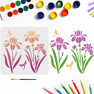 MAYJOYDIY US 1Pc PET Hollow Out Drawing Painting Stencils, with 1Pc Art Paint Brushes, for DIY Scrapbook, Photo Album, Flower, 300x300mm(DIY-MA0001-86)