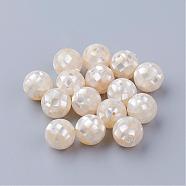 Natural White Shell Beads, Mother of Pearl Shell Beads, Round, Seashell Color, 12mm, Hole: 1mm(SSHEL-Q298-12mm-08)