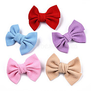 Cloth Alligator Hair Clips, with Iron Alligator Clips, Bowknot, Platinum, Mixed Color, 110x80~90mm(OHAR-S197-057)