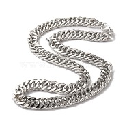Iron Cuban Link Chain Necklaces for Women Men, Platinum, 17.72 inch(45cm), Link: 12x10x1.8mm(NJEW-A028-01C-P)