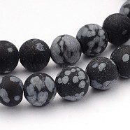 Natural Snowflake Obsidian Gemstone Beads, Frosted, Round, 6mm, Hole: 1mm, about 59pcs/strand, 14.5 inch(G-J338-03-6mm)
