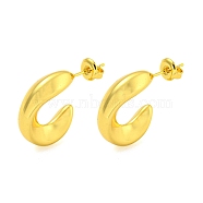 304 Stainless Steel Earrings, C-Shape, Real 18K Gold Plated, 20.5x4.5mm(EJEW-R161-13G)