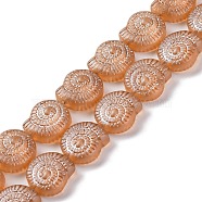 Electroplate Glass Beads Strands, Pearl Luster Plated, Snail, Orange, 12.5x11.5x4.5mm, Hole: 1mm, about 50pcs/strand, 24.41 inch(62cm)(EGLA-F164-PL02)