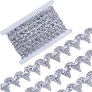 15 Yards Filigree Polyester Lace Ribbon, Wave Pattern, Silver, 3/4 inch(20mm)(DIY-GF0007-67B)