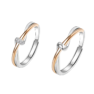 S925 Silver Twin Knot Couple Rings Unique Design Adjustable Size(IR1065)