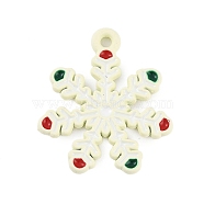 Christmas Theme Spray Painted Alloy Enamel Pendants, Snowflake, 22.5x20x1.5mm, Hole: 1.8mm(X-ENAM-Z020-01F)