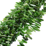 Natural Canada Jade Beads Strands, Nuggets, 9.5~30x4.5~7.5x1.5~5mm, Hole: 0.8mm, about 70~80pcs/strand, 15.75 inch(40cm)(G-E569-O06)