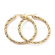 303 Stainless Steel Twist Rope Hoop Earrings with 316 Stainless Steel Pins for Women, Golden, 40x3mm, Pin: 0.7mm(EJEW-F285-37G)