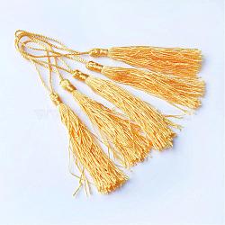 Polyester Tassel Decorations, Pendant Decorations, Gold, 130x6mm, Tassel: 70~90mm(OCOR-Q023-27)