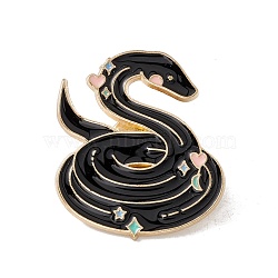 Snake Enamel Pin, Gold Plated Alloy Badge for Backpack Clohtes, Black, 32x28x1.5mm(JEWB-E016-14G-01)