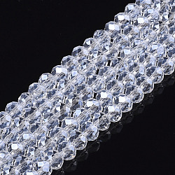 Electroplate Glass Beads Strands, Pearl Luster Plated, Faceted, Rondelle, Clear, 2.9~3.3x2mm, Hole: 0.8mm, about 148~150pcs/strand, 39.5~40cm(EGLA-A044-T2mm-A19)