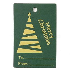 Rectangle Paper Gift Tags, for Christmas, Green, Christmas Tree, 6x4x0.02cm(CDIS-F008-01J)