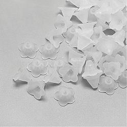 5-Petal Transparent Acrylic Bead Caps, Trumpet Flower Beads, Frosted, Clear, 14.5x14x9.5mm, Hole: 1.5mm, about 1000pcs/500g(FACR-S012-SB518)