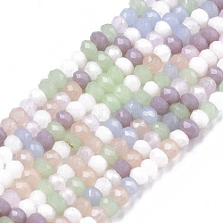 Glass Beads Strands, Imitation Jade Glass, Faceted, Rondelle, Mixed Color, 2mm, Hole: 0.6mm, about 87~90pcs/strand, 12.68 inch(32.2cm)(X-GLAA-N041-003)
