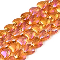 Electroplate Glass Beads Strands, AB Color, Heart, Orange Red, 7~8x8x4.5mm, Hole: 0.8mm, about 84~87pcs/strand, 24.41 inch~25.43 inch(62~64.6cm)(EGLA-S188-13-B02)