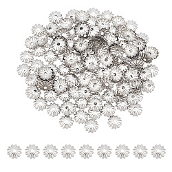 304 Stainless Steel Bead Caps, Multi-Petal, Flower, Stainless Steel Color, 5.5x5.5x1.2mm, Hole: 1.2mm, 300pcs/box(STAS-UN0042-46)