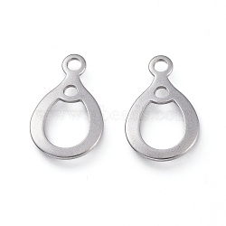 Non-Tarnish 201 Stainless Steel 2-Loop Link Pendants, Laser Cut, Teardrop, Stainless Steel Color, 17x10.5x1mm, Hole: 1.8mm(STAS-L232-085P)