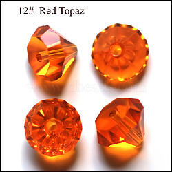 Imitation Austrian Crystal Beads, Grade AAA, Faceted, Diamond, Dark Orange, 9.5~10x7~8mm, Hole: 0.9~1mm(SWAR-F075-10mm-12)
