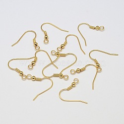 Brass Earring Hooks, Ear Wire, with Horizontal Loop, Cadmium Free & Nickel Free & Lead Free, Real 18K Gold Plated, 20x21mm, Hole: 1mm, 20 Gauge, Pin: 0.8mm(X-KK-L137-03G-NR)