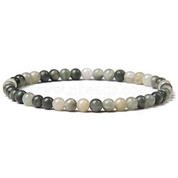 Natural Moss Agate Beads Stretch Bracelets, Round, 4mm(XZ8284-2)