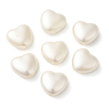 ABS Plastic Imitation Pearl Beads, Heart, WhiteSmoke, 10x11x5.5mm, Hole: 1.8mm