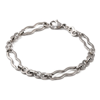 Tarnish Resistant 304 Stainless Steel Link Chain Bracelets, with 201 Stainless Steeel Findings, Stainless Steel Color, 8-1/2 inch(21.7cm)