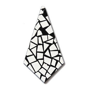 Printed Kite Acrylic Big Pendants, White, 65x32x2mm, Hole: 1.5mm