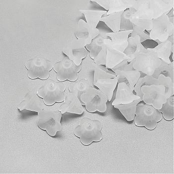 5-Petal Transparent Acrylic Bead Caps, Trumpet Flower Beads, Frosted, Clear, 14.5x14x9.5mm, Hole: 1.5mm, about 1000pcs/500g