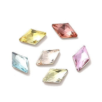 Glass Rhinestone Cabochons, Point Back & Back Plated, Faceted, Rhombus, Mixed Color, 8x5x2mm