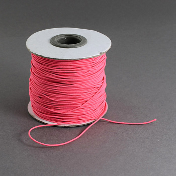 Round Elastic Cord, with Nylon Outside and Rubber Inside, Light Coral, 1mm, about 109.36 yards(100m)/roll