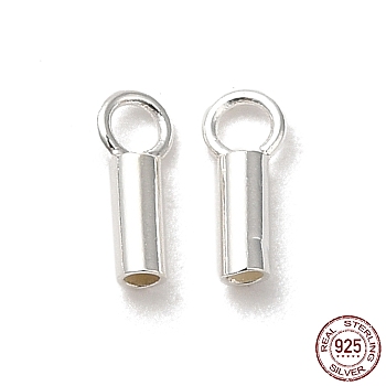 925 Sterling Silver Cord Ends, End Caps, Column, Silver, 6x2.5x1.5mm, Hole: 1.6mm, Inner Diameter: 1mm