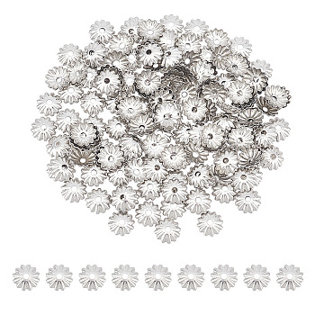 304 Stainless Steel Bead Caps, Multi-Petal, Flower, Stainless Steel Color, 5.5x5.5x1.2mm, Hole: 1.2mm, 300pcs/box