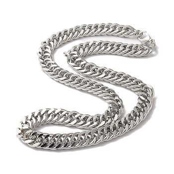 Iron Cuban Link Chain Necklaces for Women Men, Platinum, 17.72 inch(45cm), Link: 12x10x1.8mm