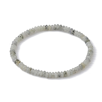 Natural White Labradorite Rondelle Beaded Stretch Bracelets, Inner Diameter: 2 inch(5.15cm)