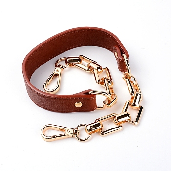 Imitation Leather Bag Handles, with Alloy Swivel Clasps, for Bag Straps Replacement Accessories, Brown, 58.5x3.1cm