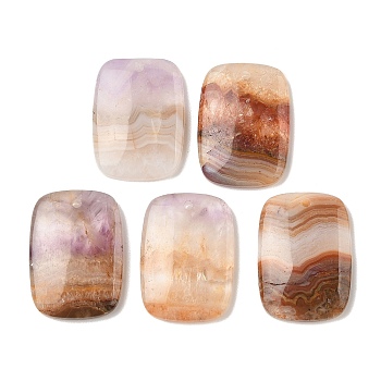 Natural Amethyst Lace Agate Pendants, Rectangle Charms, 24.5x17.5x4.5mm, Hole: 1.4mm