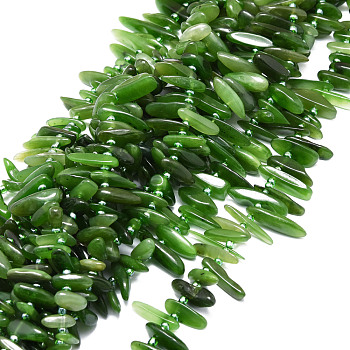 Natural Canada Jade Beads Strands, Nuggets, 9.5~30x4.5~7.5x1.5~5mm, Hole: 0.8mm, about 70~80pcs/strand, 15.75 inch(40cm)
