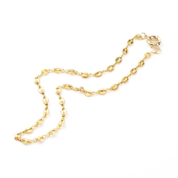 Brass Coffee Bean Chain Necklaces, with Spring Ring Clasps, Golden, 17.32 inch(44cm), 5.5mm