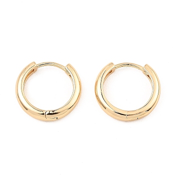 Brass Huggie Hoop Earrings, Light Gold, 15x16x3mm